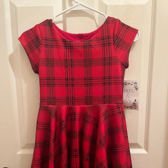 iris and ivy red dress Bonnie Jean Girls Red Black Plaid Short Sleeve Christmas Dress 10